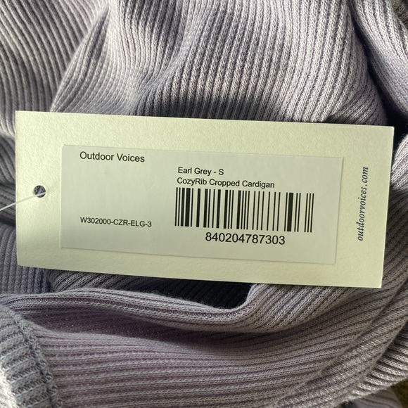 Outdoor Voices earl gray cozy ribbed cropped snap up cardigan size small - Picture 7 of 7